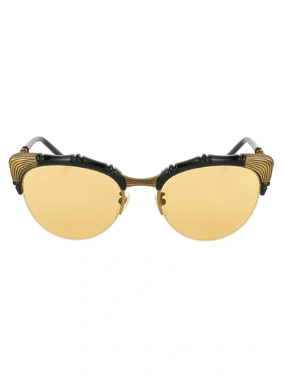 Gucci Eyewear Bamboo Effect Cat Eye Sunglasses In Black