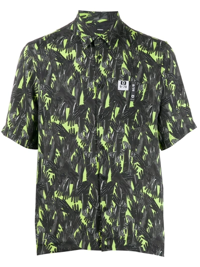 Diesel Abstract Hand Patterned Shirt In Green