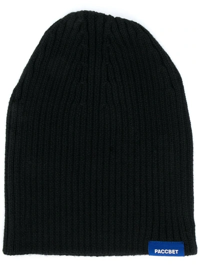 Rassvet Ribbed Knit Logo Embroidered Beanie In Black