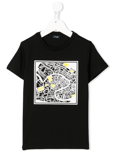 Il Gufo Kids' Contrast Print T-shirt In Black
