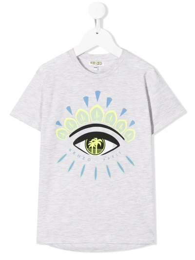 Kenzo Babies' Kids Eye Graphic Logo T-shirt In Grey
