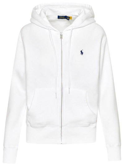 Polo Ralph Lauren Light Cotton Blend Sweatshirt Hoodie In White