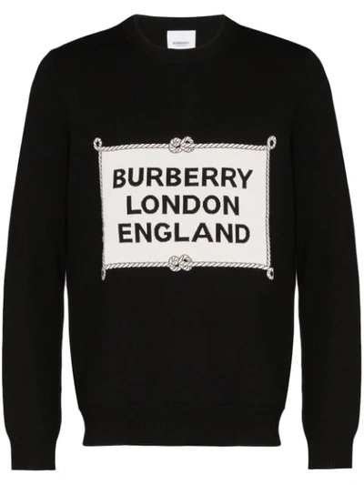 Burberry Trentley Rigging Intarsia Merino Wool Blend Sweater In Black