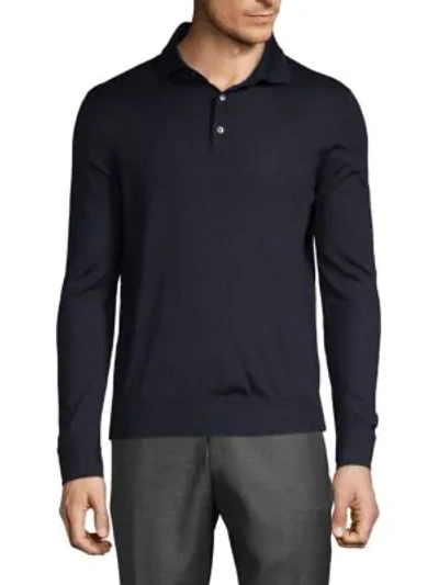 Isaia Polo Pullover In Navy