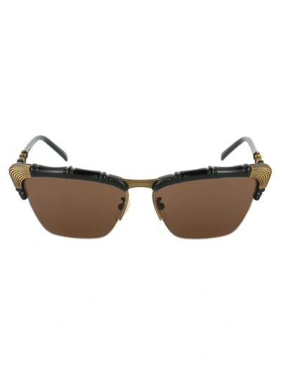 Gucci Eyewear Bamboo Effect Cat Eye Sunglasses In Black