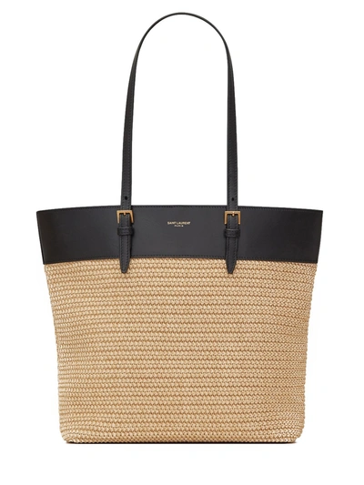 Saint Laurent Medium Shopping Raffia Tote In Beige