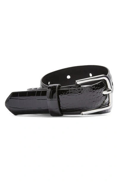 Topshop Crocodile Smart Belt In Black