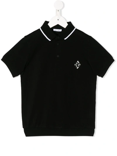 Dolce & Gabbana Kids Logo-embroidered Polo Shirt (2-6 Years) In Black