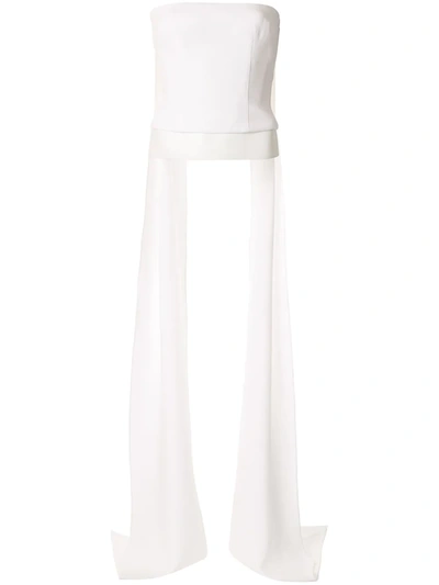 Alex Perry Arden Draped-back Top In White