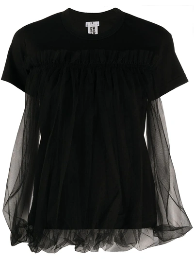 Comme Des Garçons Sheer Overlay T-shirt In Black