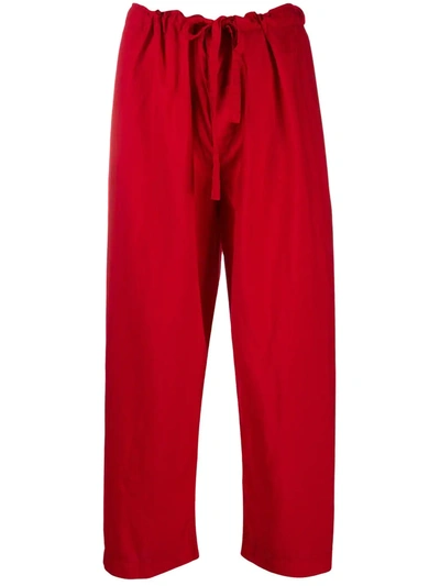 Comme Des Garcons Girl Drawstring Cropped Trousers In Red