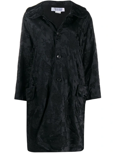 Comme Des Garçons Comme Des Garçons Floral-jacquard Cocoon Coat In Black