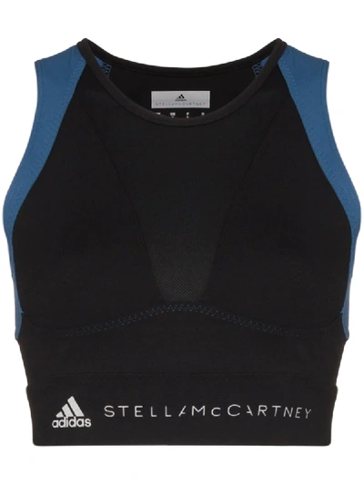 Adidas Originals Adidas By Stella Mccartney Cropped Running Top In Black
