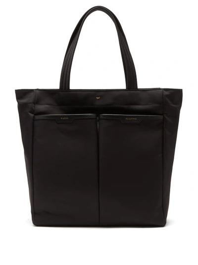 Anya Hindmarch Nevis Leather-trimmed Shell Tote In Black