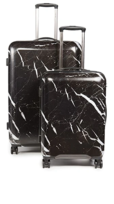 Calpak Astyll Set Of Two Marbled Hardshell Suitcases In Midnight Marblednu