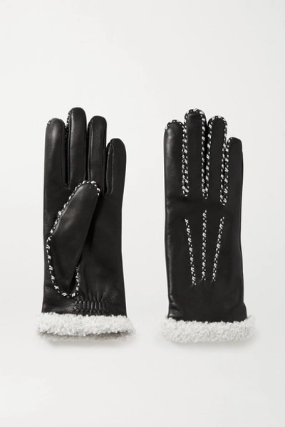 Agnelle Marie Louise Alpaca-lined Leather Gloves In Black