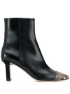 Aeyde Belle Snake-effect And Smooth Leather Ankle Boots In Black