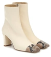 Aeyde Belle Snake-effect And Smooth Leather Ankle Boots In Creamy/ Natrual
