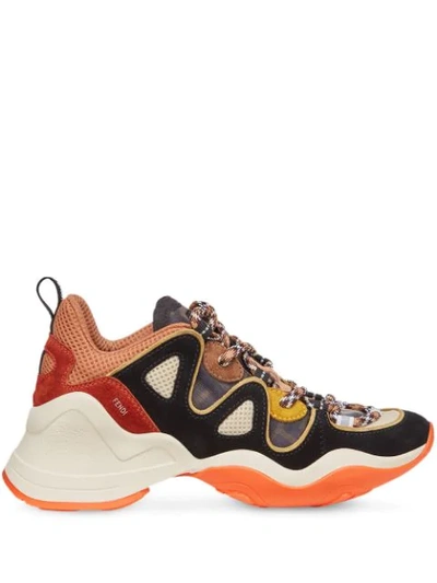 Fendi Ffluid Panelled Sneakers In Orange