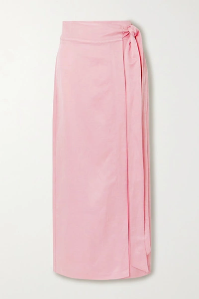 Bondi Born Woven Wrap Maxi Skirt In Baby Pink