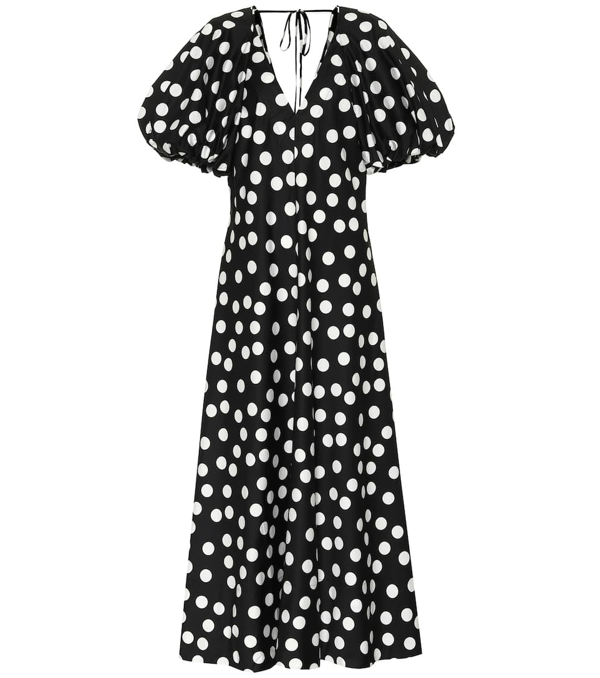 black and white spotted wrap dress