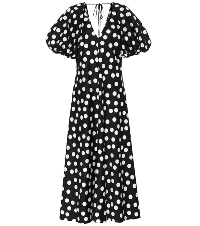 Lee Mathews Cherry Spot Polka-dot Cotton Maxi Dress In Multi
