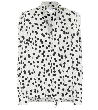 Racil Solange Pussy-bow Polka-dot Satin-jacquard Blouse In White