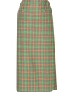 Rejina Pyo Mina Ruched Checked Voile Midi Skirt In Green
