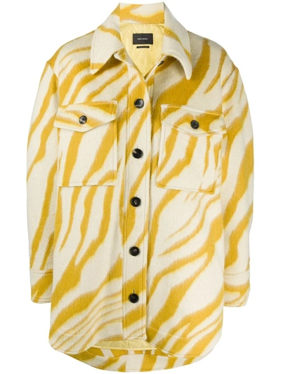 Isabel Marant Harvey Oversized Zebra-print Brushed Wool Jacket In Yellow