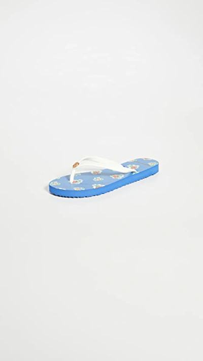 Tory Burch Printed Thin Flip-flops In New Ivory/palais Ditsy