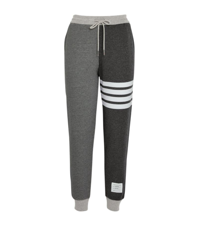 Thom Browne Color-block Striped Cotton-jersey Track Pants In Grey