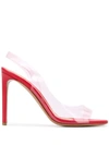 Alexandre Vauthier Amber Ghost Leather And Pvc Slingback Sandals In Red