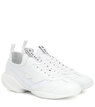 Roger Vivier Viv Sprint Rv Leather And Mesh Sneakers In Bianco