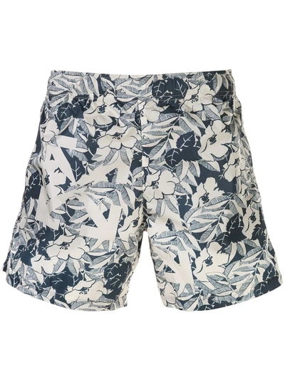 Off-white Mid-length Floral-print Swim Shorts In Blue