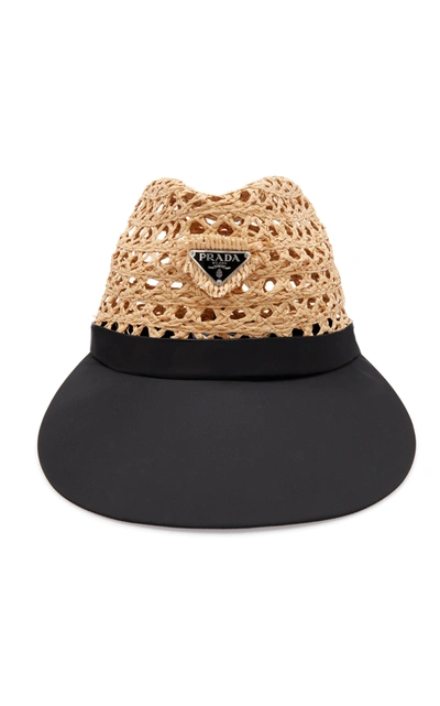 Prada Women's Embellished Raffia And Shell Hat In Neutral