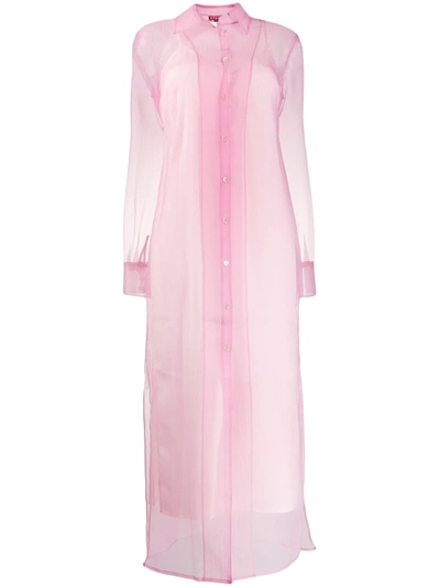 Staud Frank Crepe Organza Midi Dress In Pink