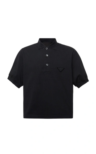 Prada Cotton-piqué Polo Shirt In Black