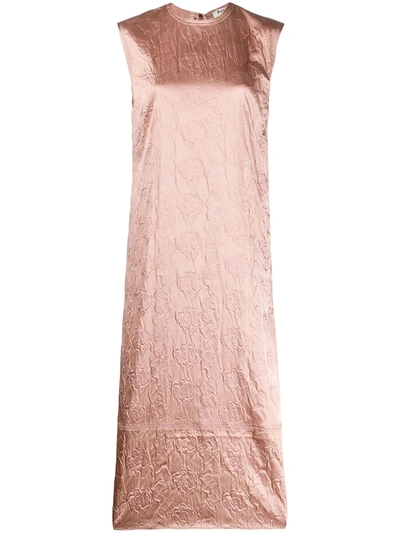 Acne Studios Flower-embossed Satin Dress Old Pink