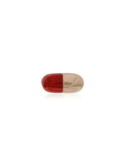 Alison Lou Pill 14kt Gold Single Stud Earring In Red