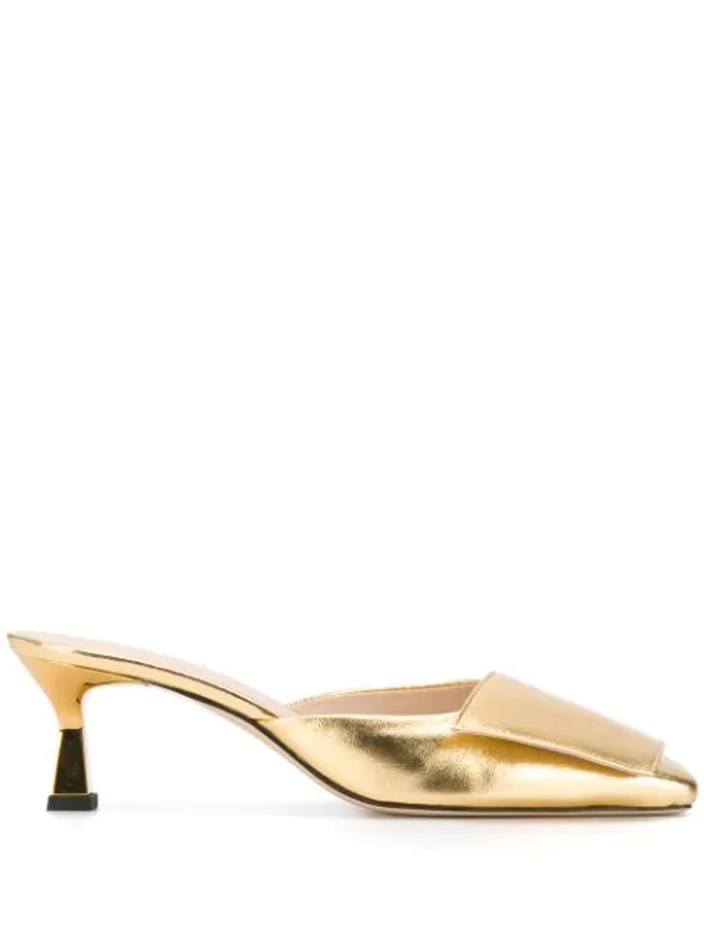 WANDLER ◆ Isa Leather Mules Wandler Isa Square-toe Metallic-leather Mules In Gold | ModeSens