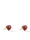 David Yurman Women's Cable Heart Valentine's Day 18k Yellow Gold & Garnet Stud Earrings