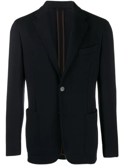 Ermenegildo Zegna Men's Solid Trim-fit Pique Jersey Blazer In Blue