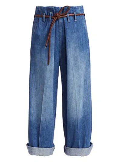 Brunello Cucinelli Paperbag High-rise Wide-leg Jeans In Denim