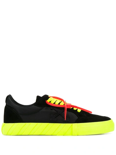 Off-white Low Vulcanized Low-top Sneakers In Black Fluorescent Yellow