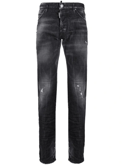 Dsquared2 Cool Guy Paint Faded Straight Jeans In Black