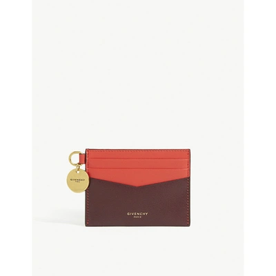 Givenchy Edge Leather Card Holder In Aubergine/red