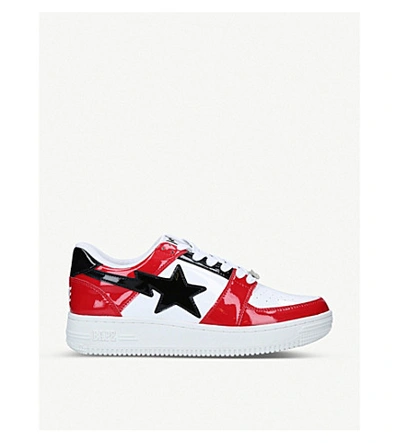 A Bathing Ape Bapesta Shooting Star Leather Trainers In Red