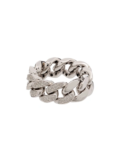 Shay 18k White Gold Pavé Diamond Link Ring In Metallic