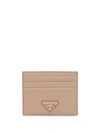 Prada Logo Plaque Card Holder In Neutrals