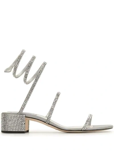 René Caovilla Cleo Strass 40mm Sandals In Grey